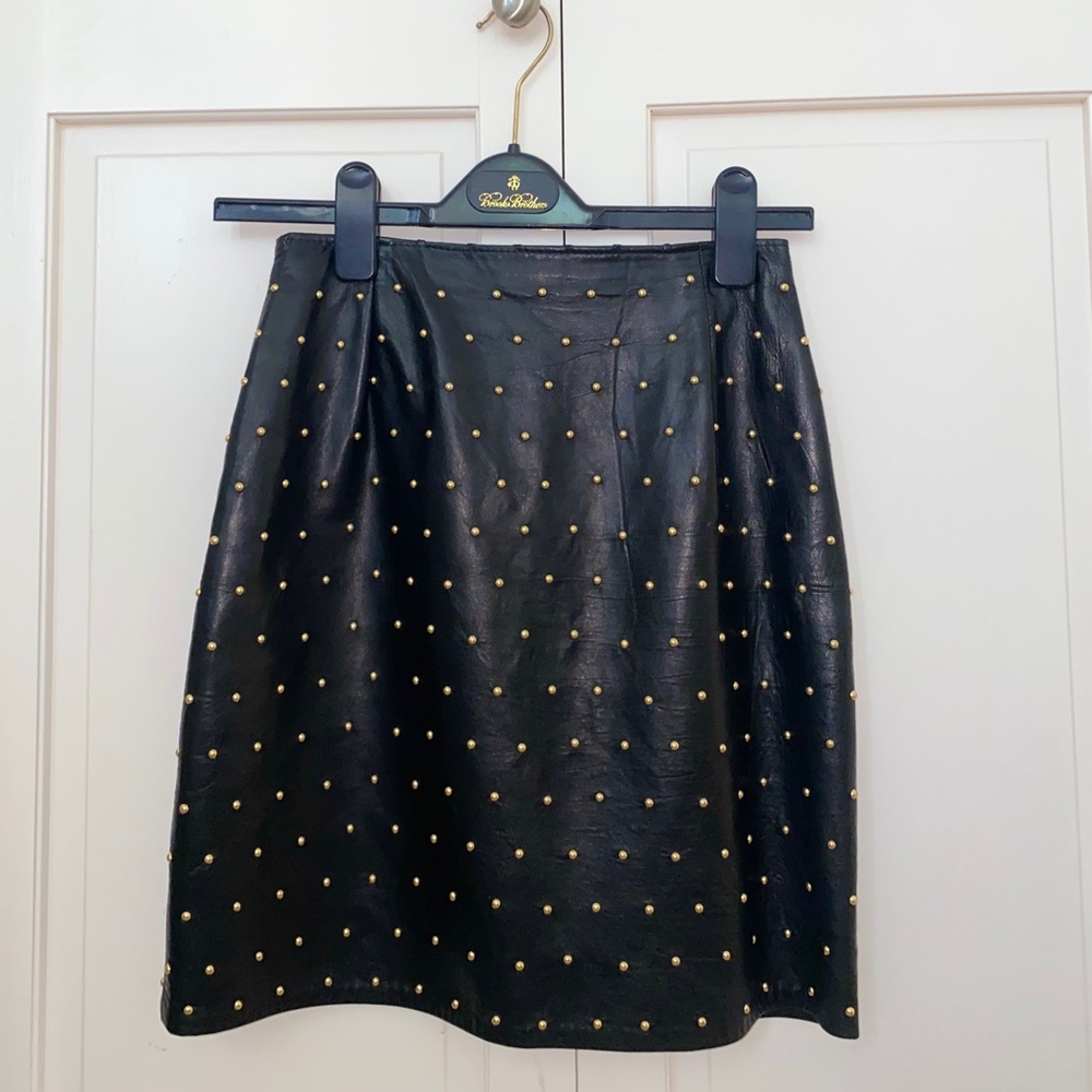NEW Firenze Black Leather Skirt Size 4